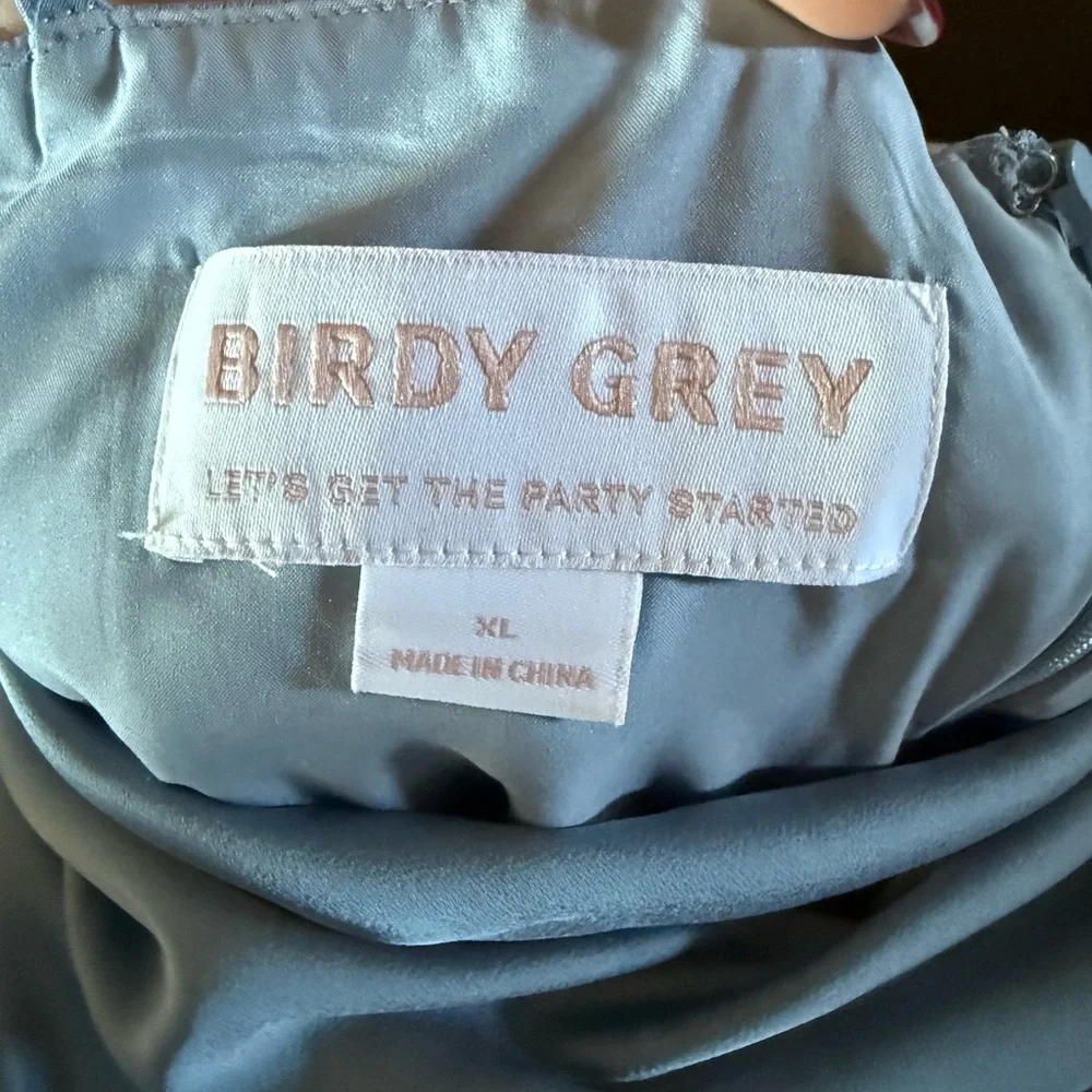 Birdy Grey Matte Satin Dusty Blue Bridesmaid Dress - Picture 6 of 6
